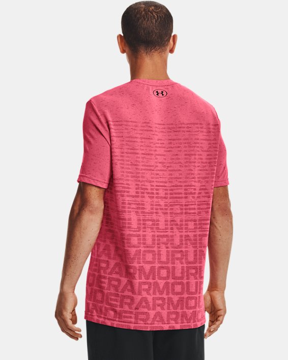 Men's UA Seamless Wordmark Short Sleeve, Pink, pdpMainDesktop image number 1